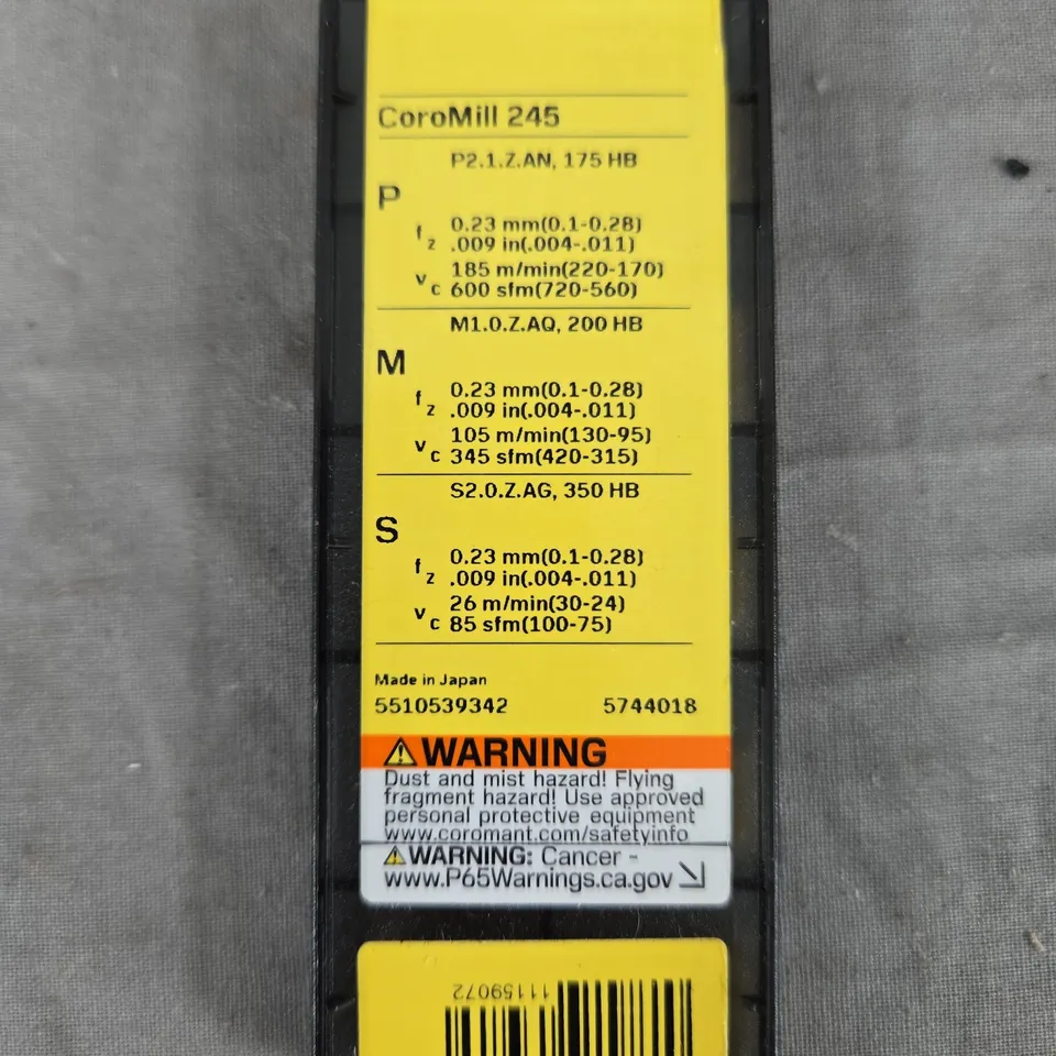 SANDVIK COROMANT COROMILL 245 CARBIDE MILLING INSERTS – 10 PCS IN CASE