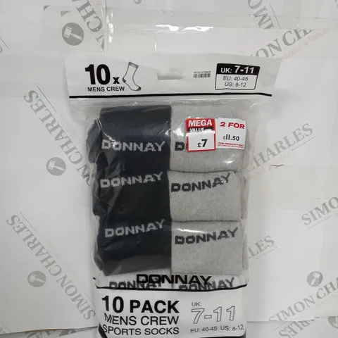 PACK OF 10 MENS CREW DONNAY SPORTS SOCKS SIZE 7-11