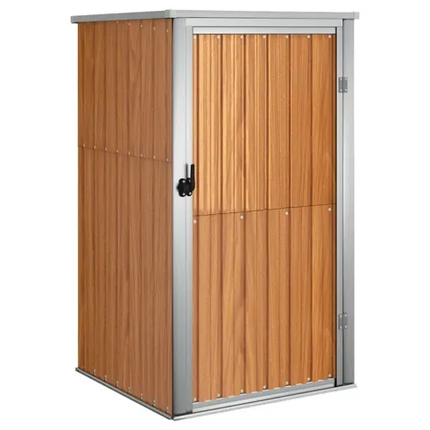 BOXED ALIZAE GARDEN TOOL SHED BROWN 88X89X161CM GALVANISED STEEL (1 BOX)