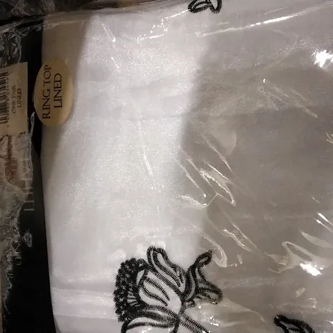 GOTHANKAR EYELET SEMI SHEER CURTAINS BLACK/WHITE SIZE: 58 X 54"