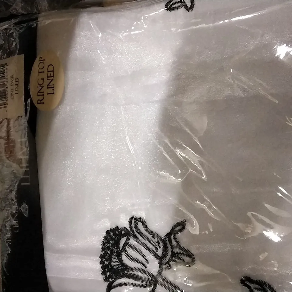 GOTHANKAR EYELET SEMI SHEER CURTAINS BLACK/WHITE SIZE: 58 X 54"