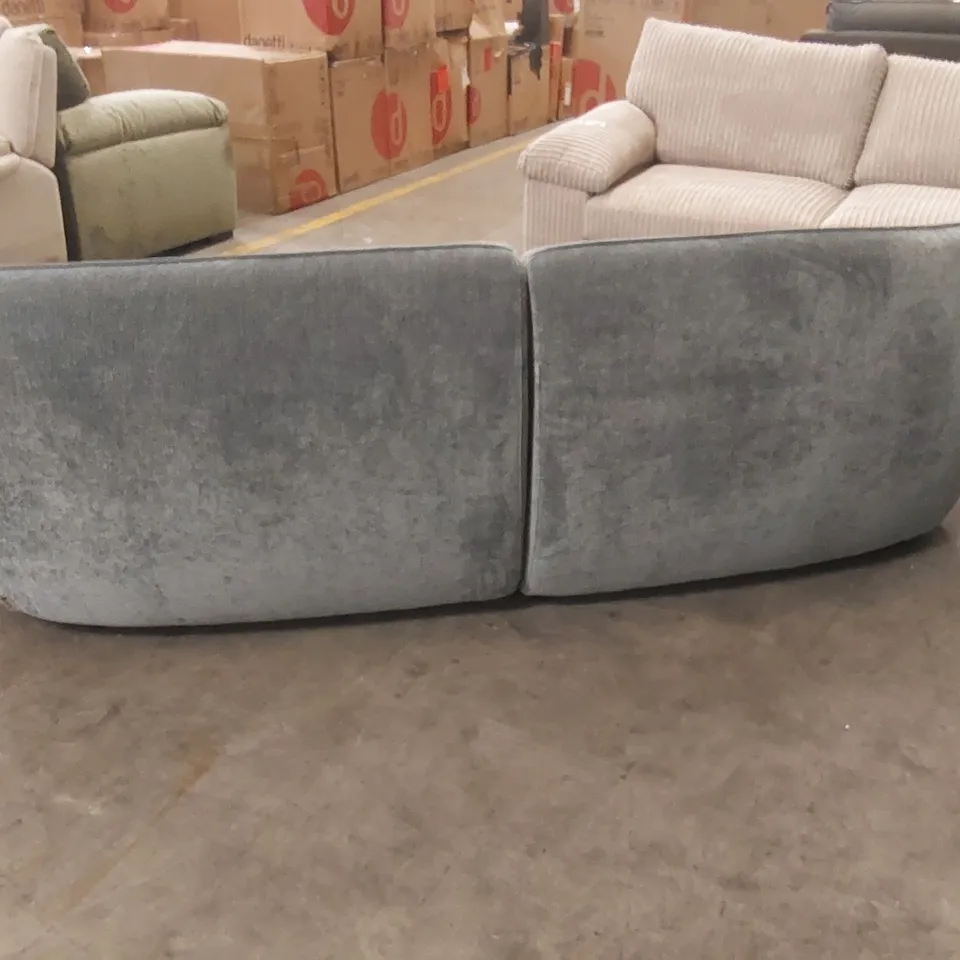 DANETTI ZOEY BLUE GREY FABRIC 3 SEATER SOFA