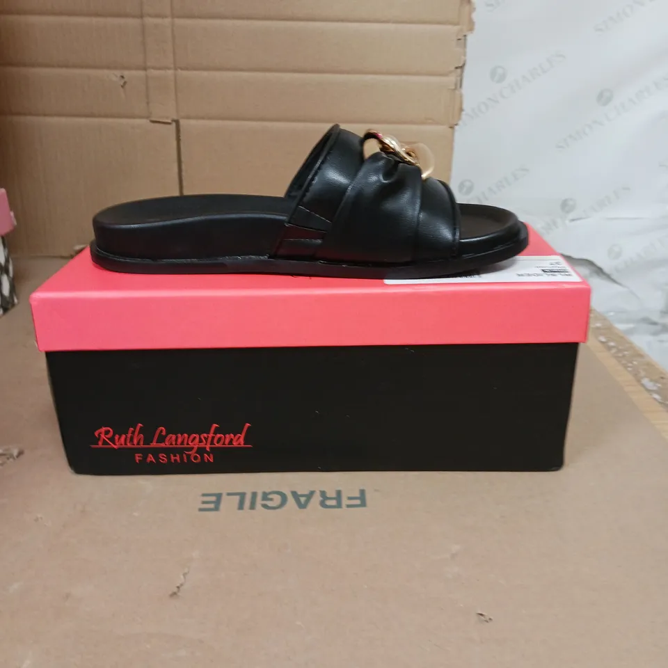 RUTH LANGSFORD PORVAIR SLIDERS BLACK SIZE 4