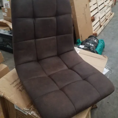 BOXED SET OF 4 BROWN FAUX LEATHER DINING CHAIRS 