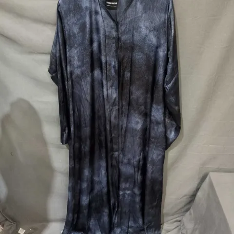 KAMALI KULTURE LUXURY ABAYA MAXI DRESS – NAVY SATIN-EFFECT, EU 60 UK SIZE NOT CONFIRMED
