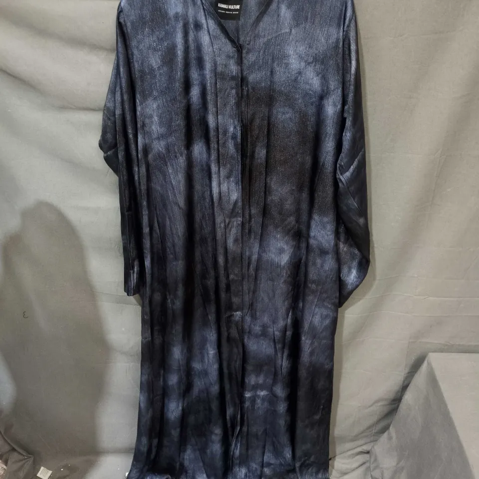 KAMALI KULTURE LUXURY ABAYA MAXI DRESS – NAVY SATIN-EFFECT, EU 60 UK SIZE NOT CONFIRMED