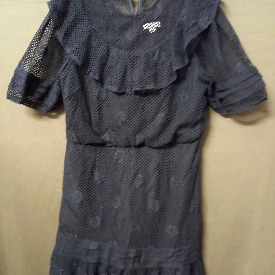 WHISTLES LACEY MIDI DRESS IN BLACK - UK 16