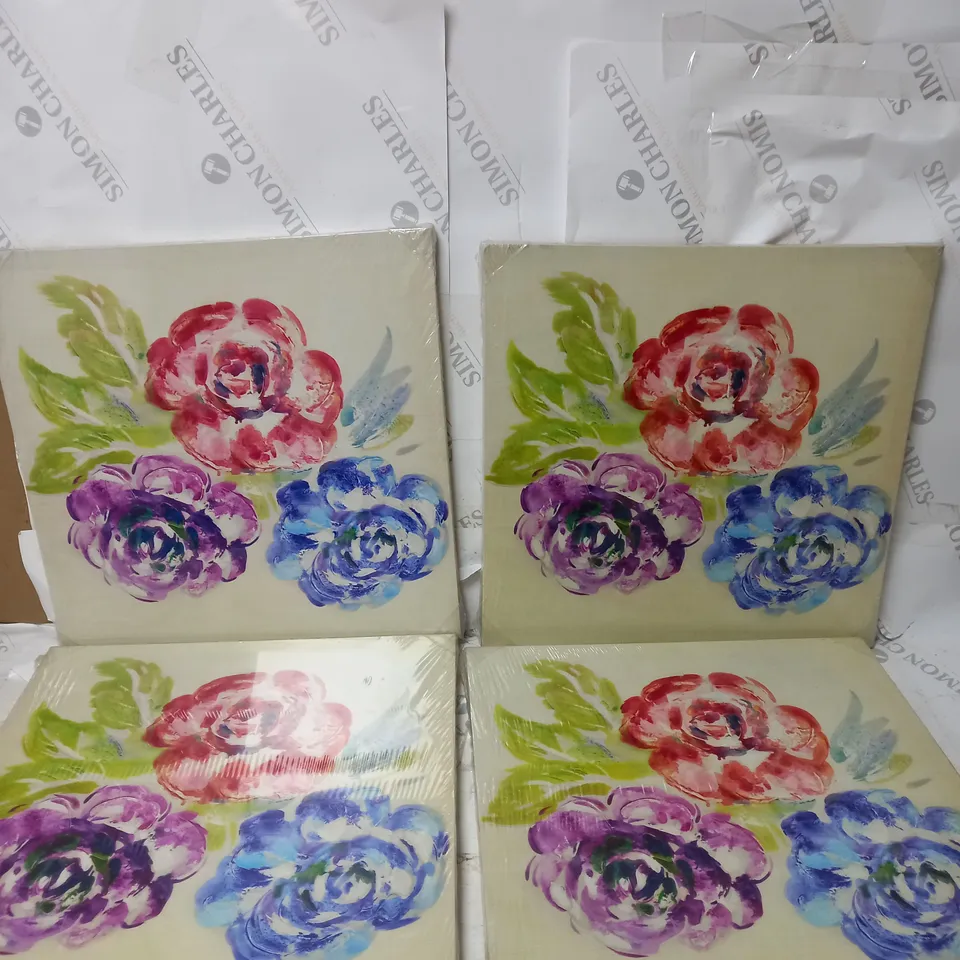 SET OF 4 FLOWER CANVAS.