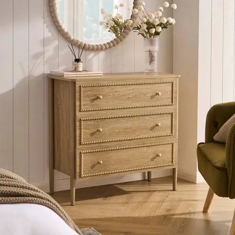 BOXED DUSK POSY BOBBIN 3 DRAWER CHEST - LIGHT WOOD
