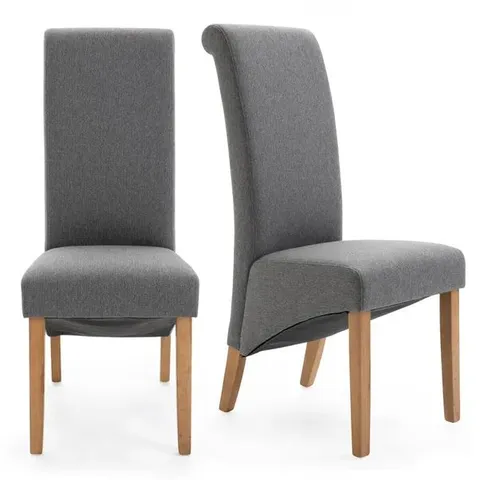BOXED CHESTER SET OF 2 DINING CHAIRS, HERRINGBONE FABRIC - GREY (1 BOX)