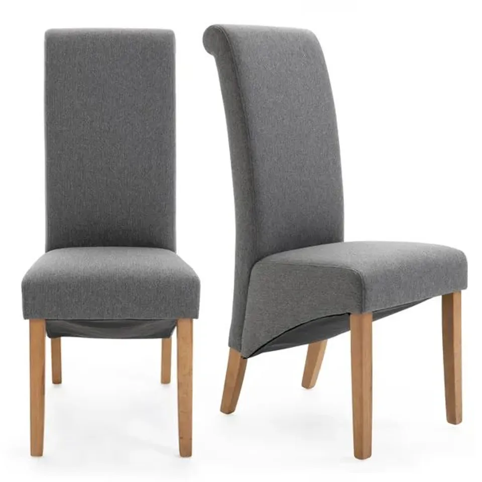 BOXED CHESTER SET OF 2 DINING CHAIRS, HERRINGBONE FABRIC - GREY (1 BOX)
