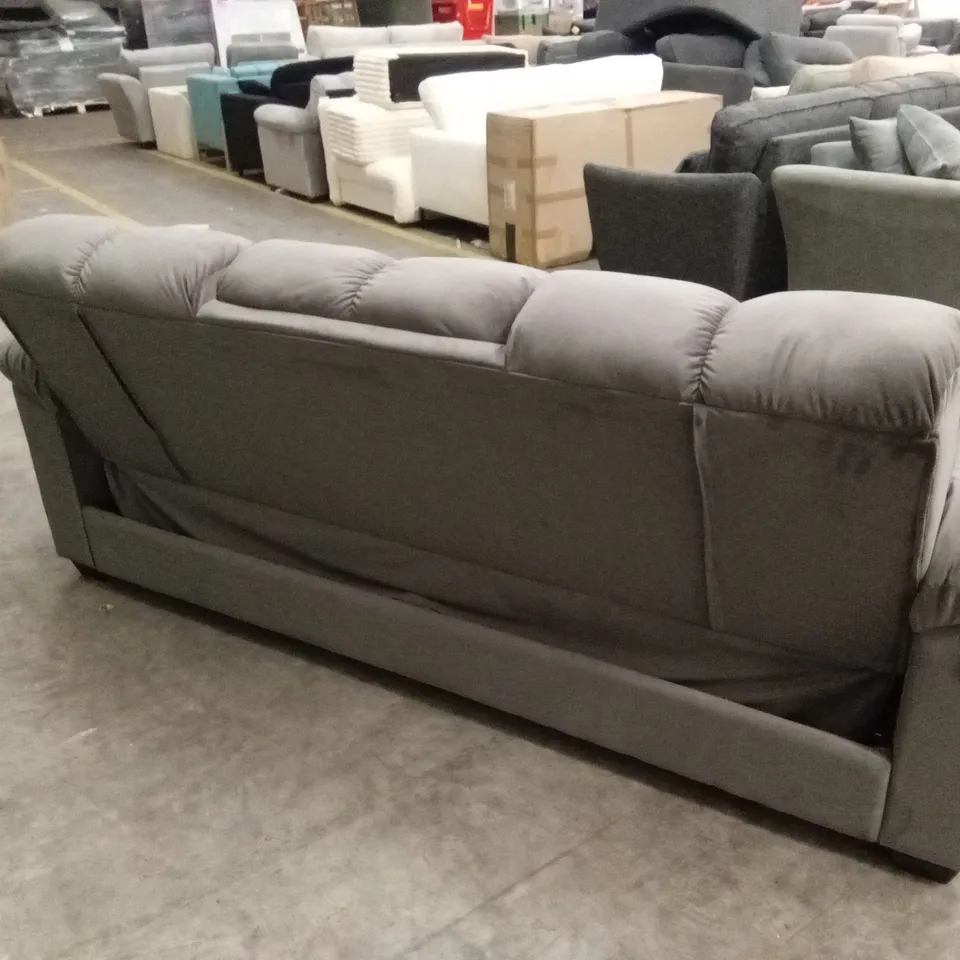 QUALITY DESIGNER 3 SEATER FABRIC FOLD-DOWN SOFA BED - GREY
