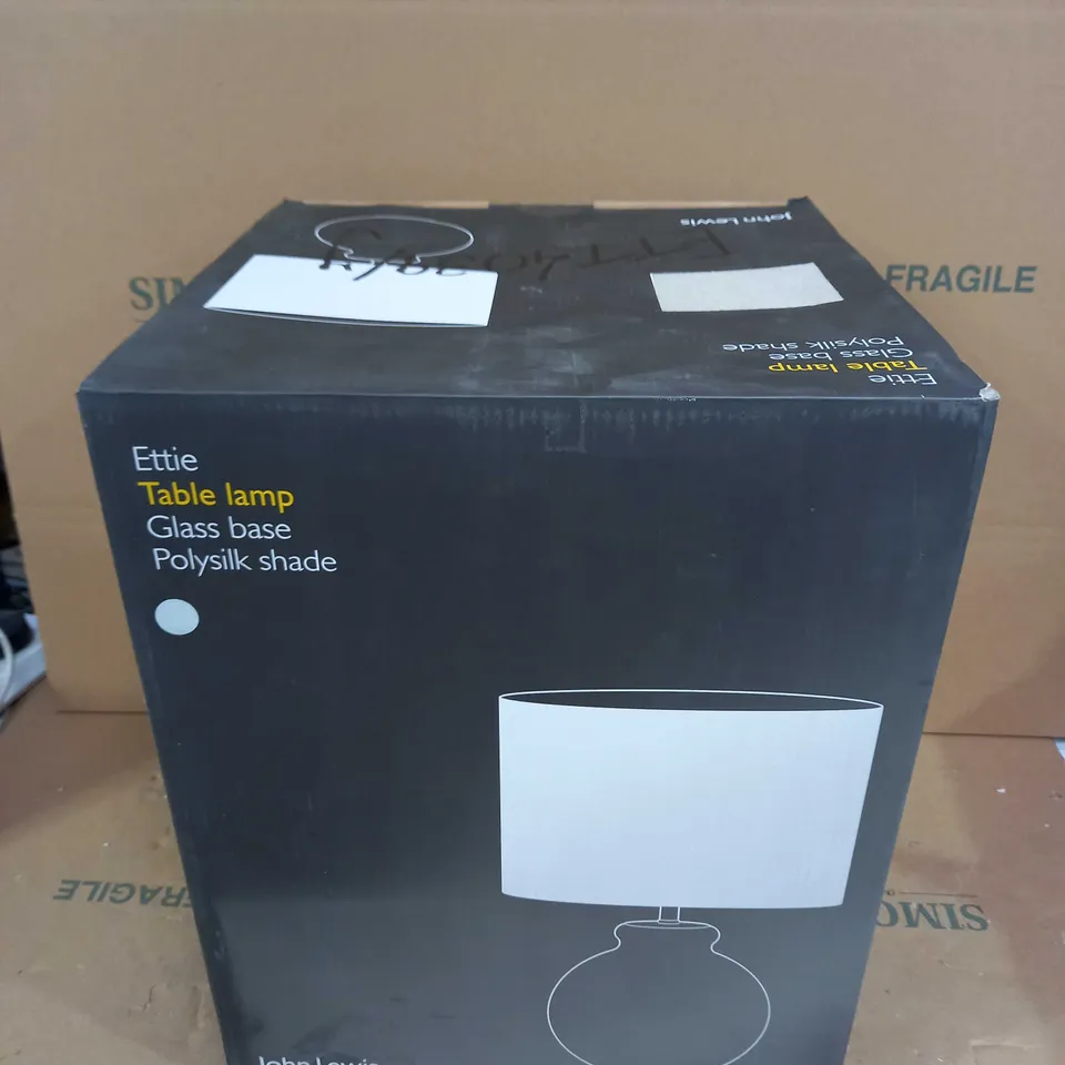 JOHN LEWIS ETTIE TABLE LAMP - GLASS BASE/POLYSILK SHADE 