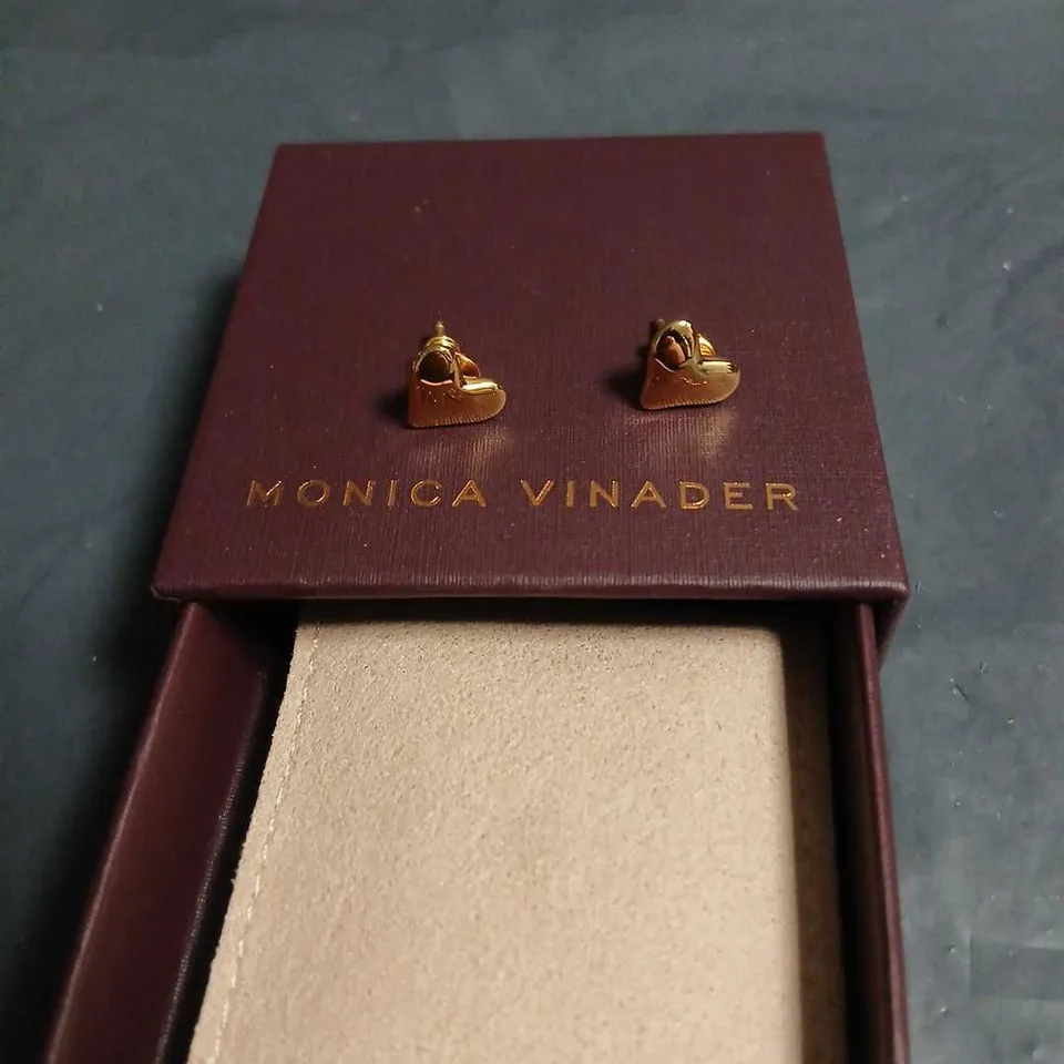 MONICA VINADER GOLD-TONE HEART STUD EARRINGS