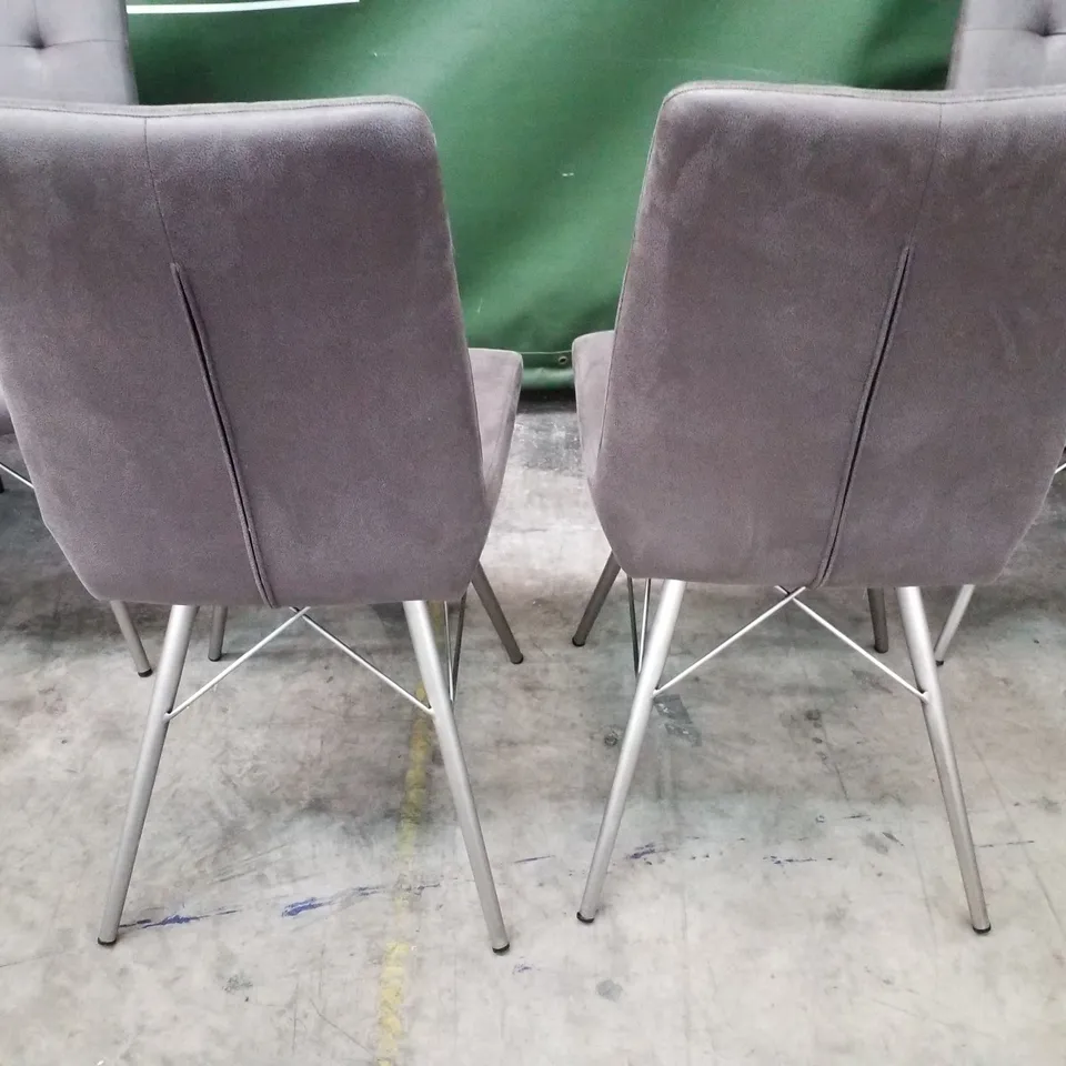 SET OF 5 GREY FABRIC DINING CHAIRS 