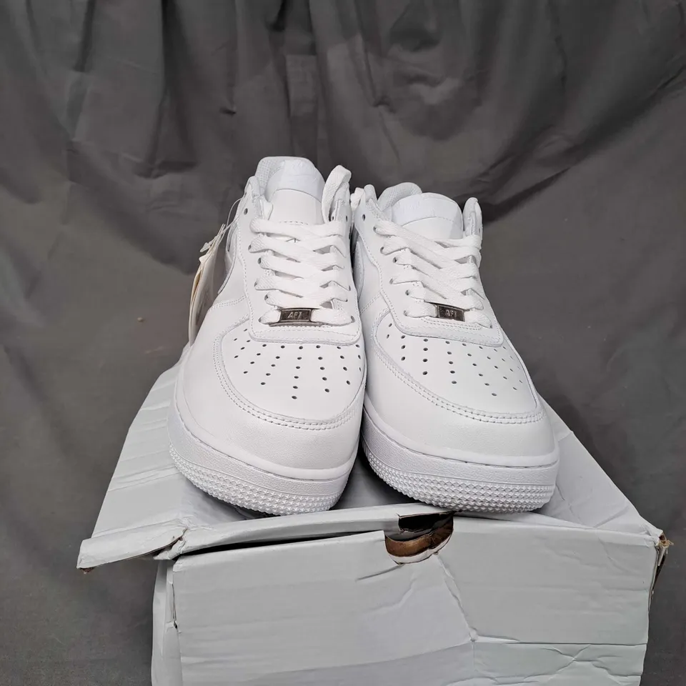 BOXED PAIR OF NIKE WHITE AIR FORCES SIZE 8.5