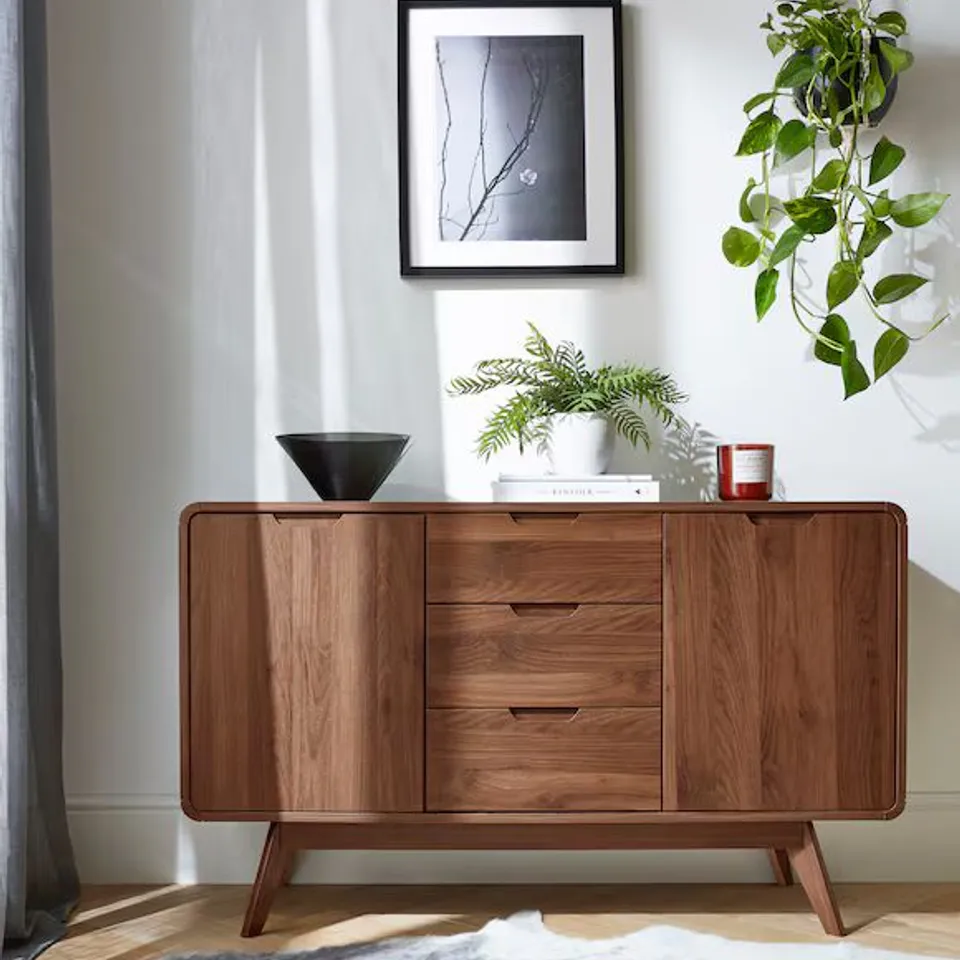 BOXED OSLO 2 DOOR 3 DRAWER SIDEBOARD - 2 BOXES - WALNUT