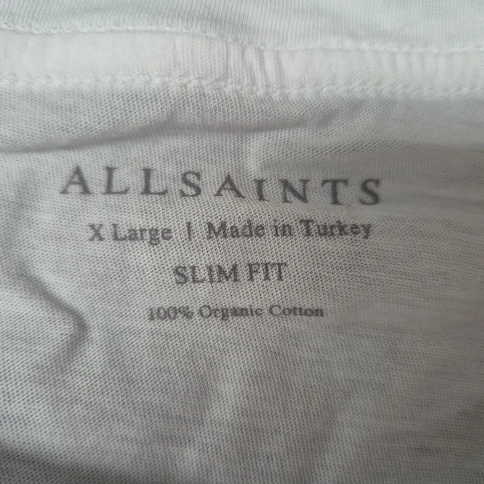 ALLSAINTS SLIM FIT SHORT-SLEEVE T-SHIRT – WHITE, XL, 100% ORGANIC COTTON