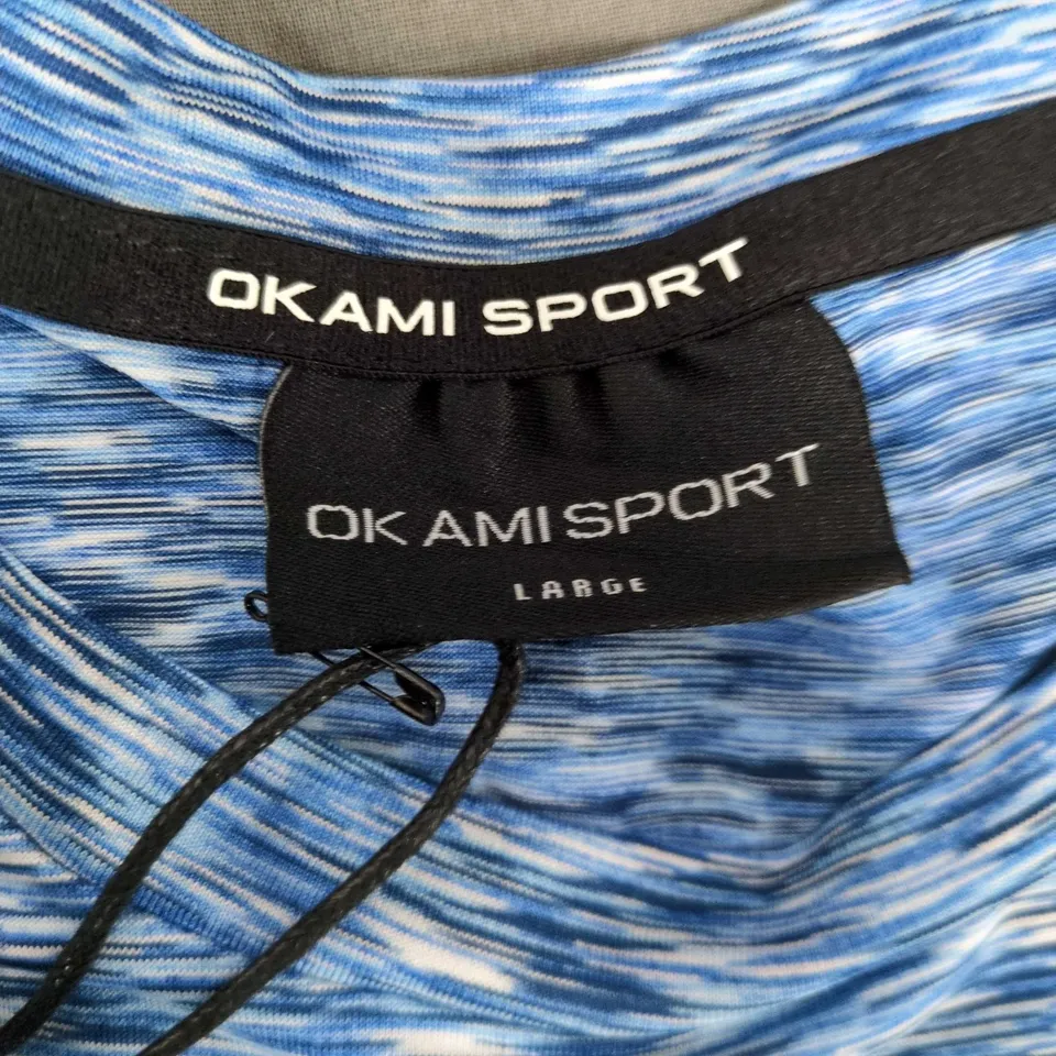 OKAMI SPORT BLUE MARLED PERFORMANCE T-SHIRT – LARGE
