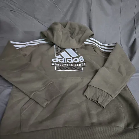 ADIDAS WORLDWIDE SPORT GREEN HOODIE SIZE 13/14 YRS 