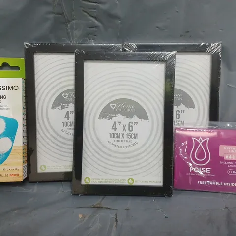 APPROXIMATELY 10 ASSORTED HOUSEHOLD ITEMS TO INCLUDE PHOTO FRAME, DESCALING TABLETS, ETC