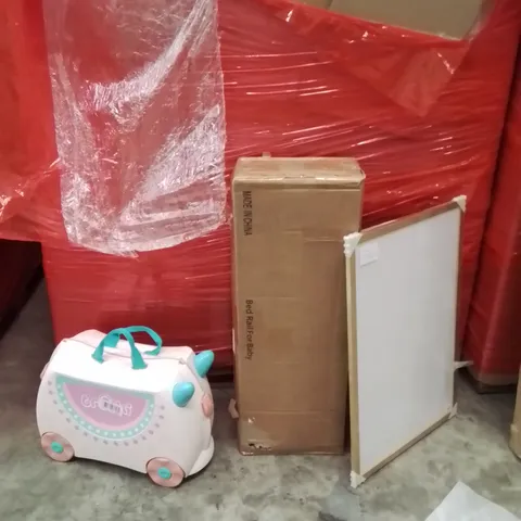 PALLET OF ASSORTED HOUSEHOLD GOODS AND PRODUCTS TO INCLUDE;KIDS STORAGE BOX,PICTURE FRAME,BED RAIL