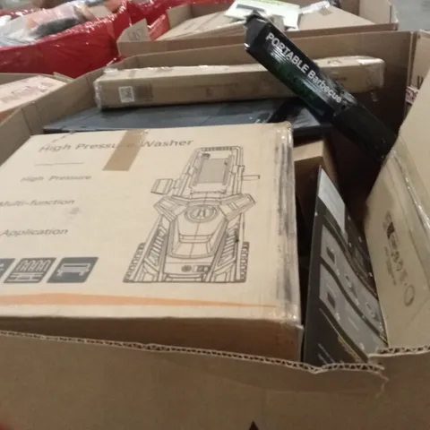 PALLET OF ASSORTED HOUSEHOLD GOODS AND PRODUCTS TO INCLUDE; PRESSURE WASHER, PORTABLE BBQ, BATH MAT ETC