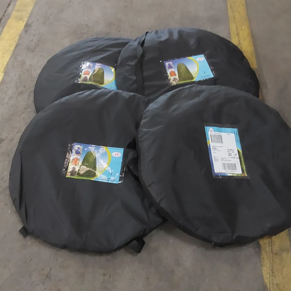 4 ASSORTED STANDING POP UP TENTS - COLOURS MAY VARY