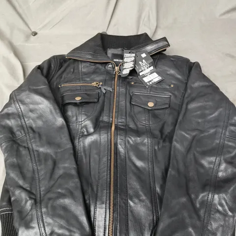 STRADIVARIUS LADIES LEATHER JACKET BLACK SIZE M