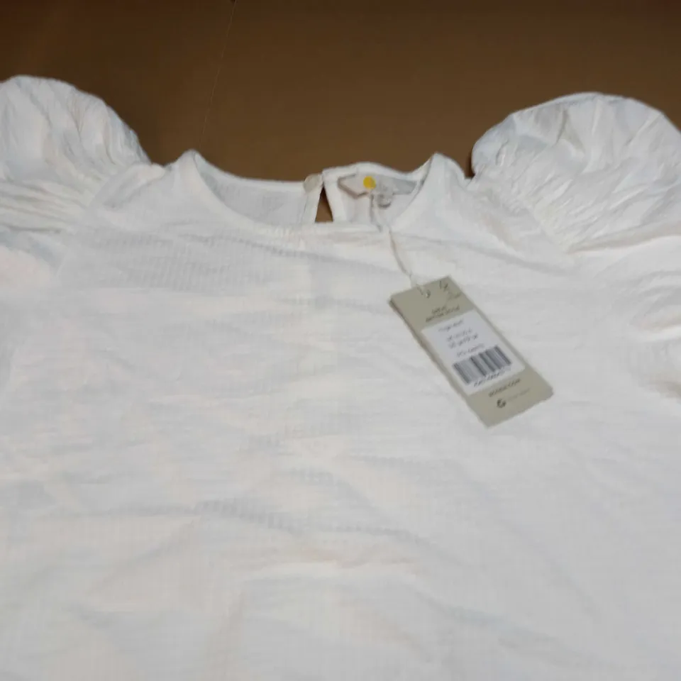 BODEN PUFF SLEEVE JERSEY TOP - WHITE - UK 10