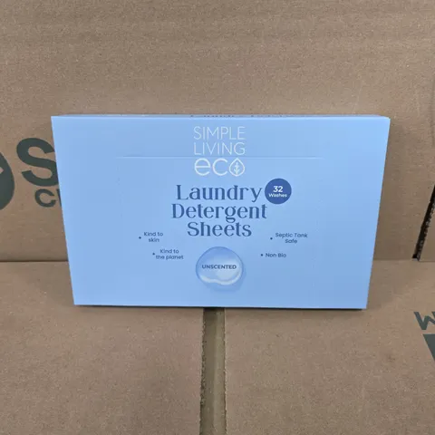 10 X SIMPLE LIVING ECO LAUNDRY DETERGENT SHEET PACKS - UNSCENTED - 32 WASHES PER PACK 