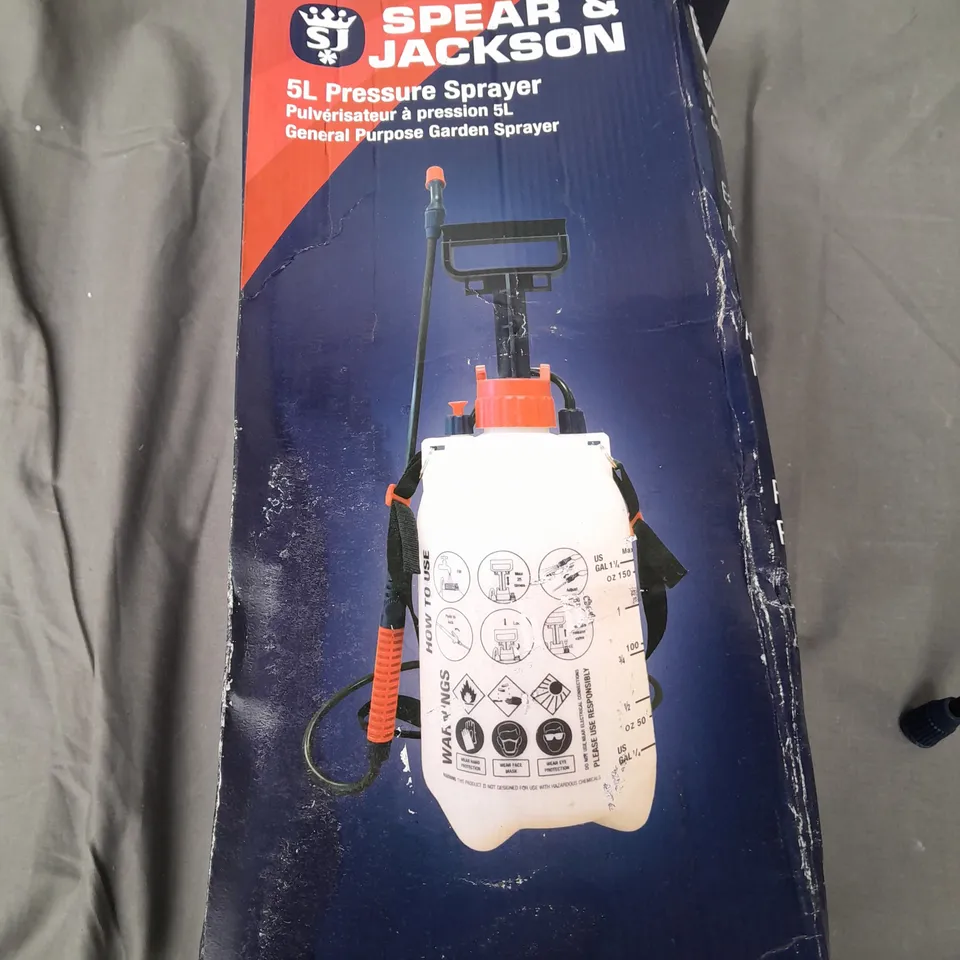 boxed spear and Jackson 5l garden pressure sprayer