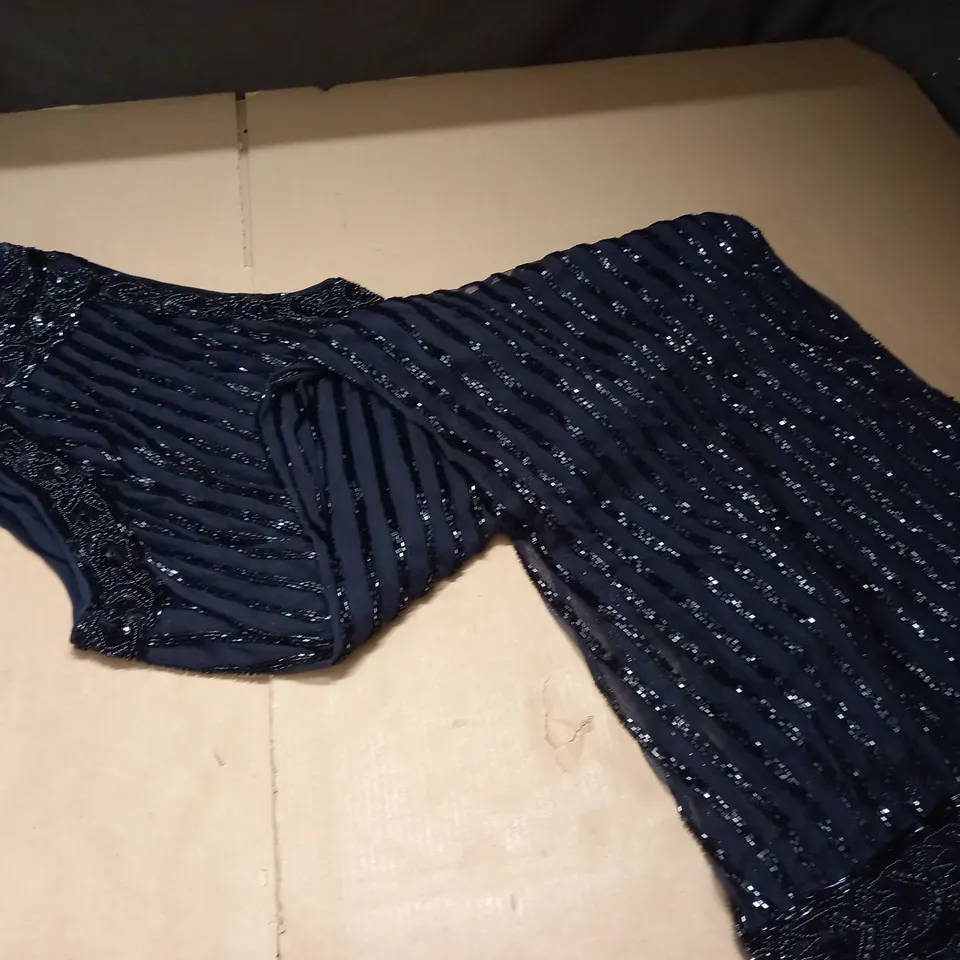EMBELLISHED BLACK SLEEVELESS DRESS - SIZE UNSPECIFIED