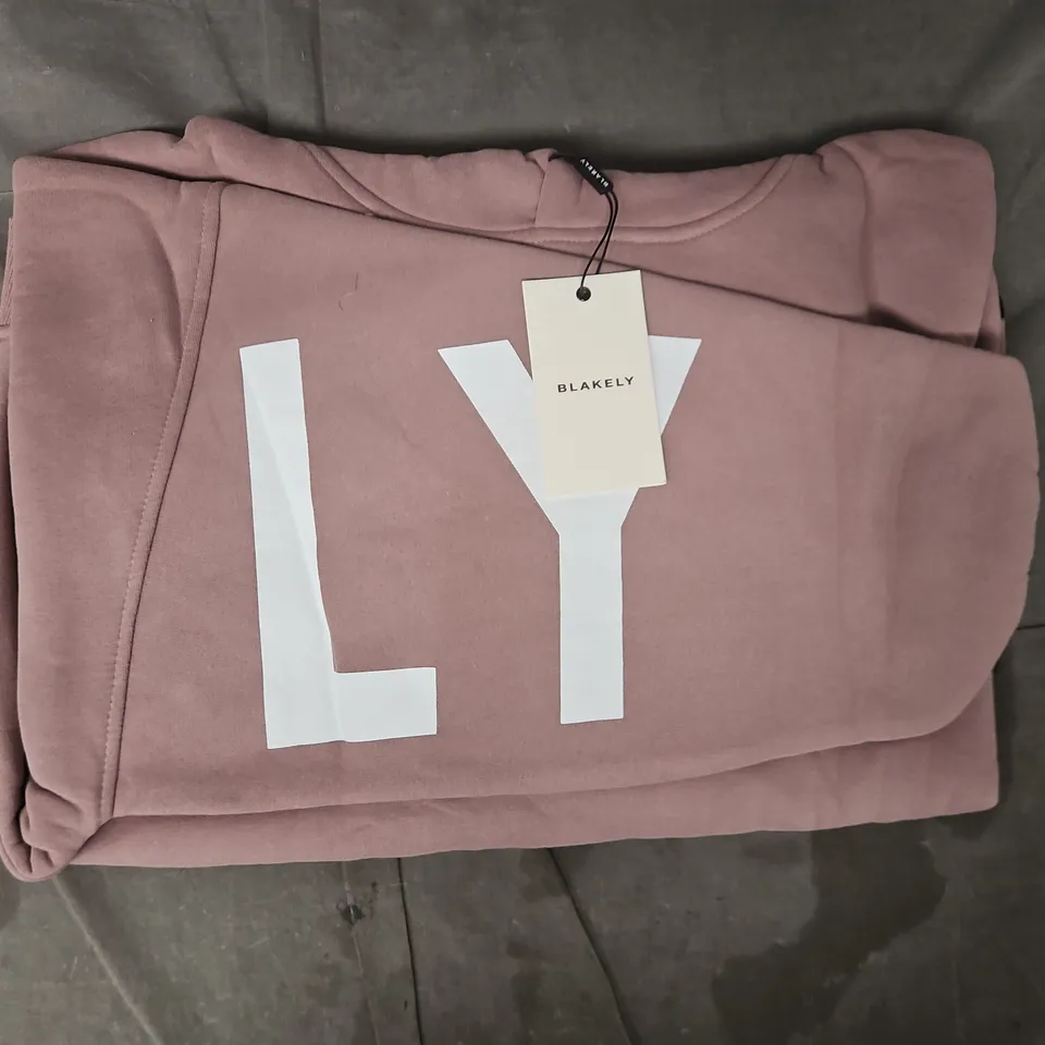 BLAKELY PULL-OVER HOODIE IN DUSTY PINK SIZE MEDIUM