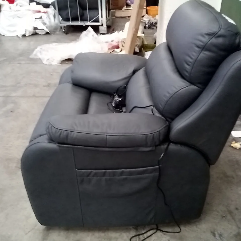 DESIGNER G PLAN GREENWICH LARGE DUAL ELEVATE CHAIR - CAMBRIDGE PETROL BLUE LEATHER 