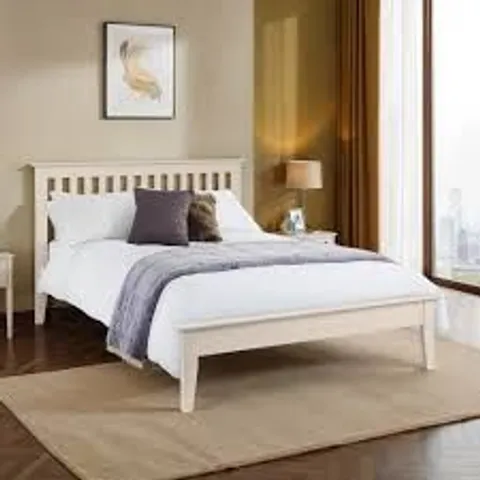 BOXED JULIAN BOWEN SALERNO 135cm BED FRAME - IVORY (2 BOXES)