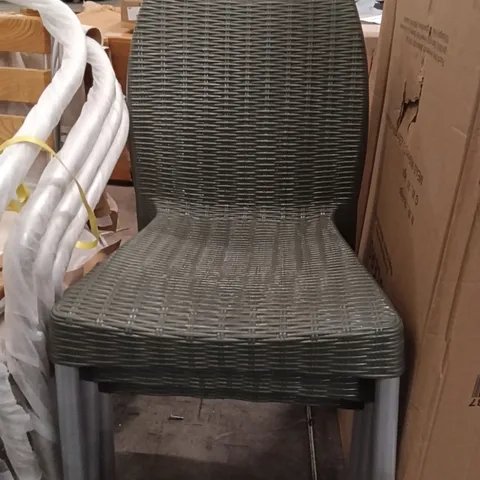 SET OF GREEN PLASTIC CHAIRS 