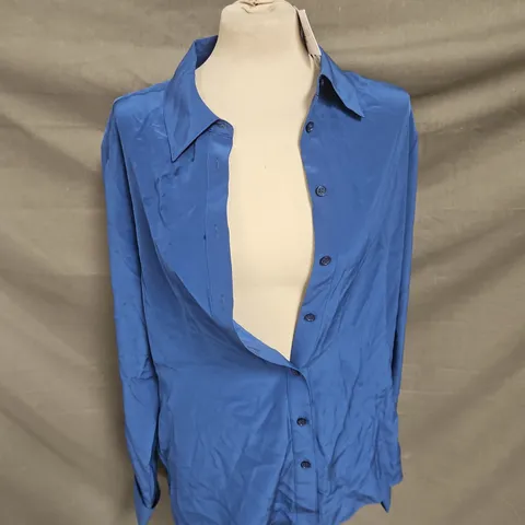 WHISTLES ULTIMATE SILK SHIRT IN BLUE SIZE 16