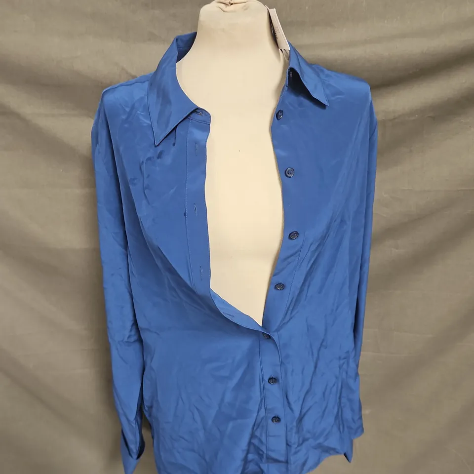 WHISTLES ULTIMATE SILK SHIRT IN BLUE SIZE 16
