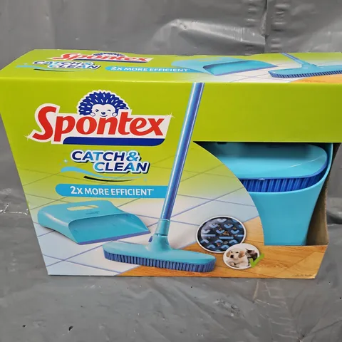 APPROXIMATELY 6 BOXED SPONTEX CATCH & CLEAN RUBBER BROOM AND DUSTPAN SETS