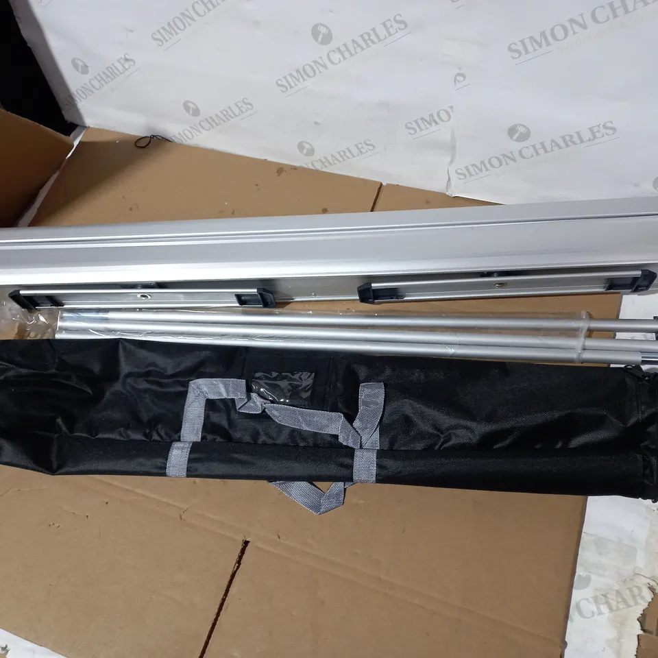 DESIGNER CHROME EFFECT PULL OUT POSTER STAND WITH CASE