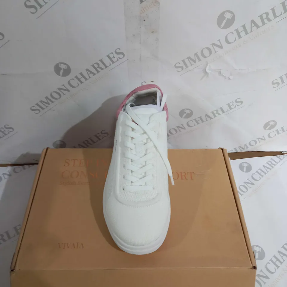 BOXED PAIR OF VIVAIA SIZE UE36 TRAINER V PRIME WHITE/PINK 