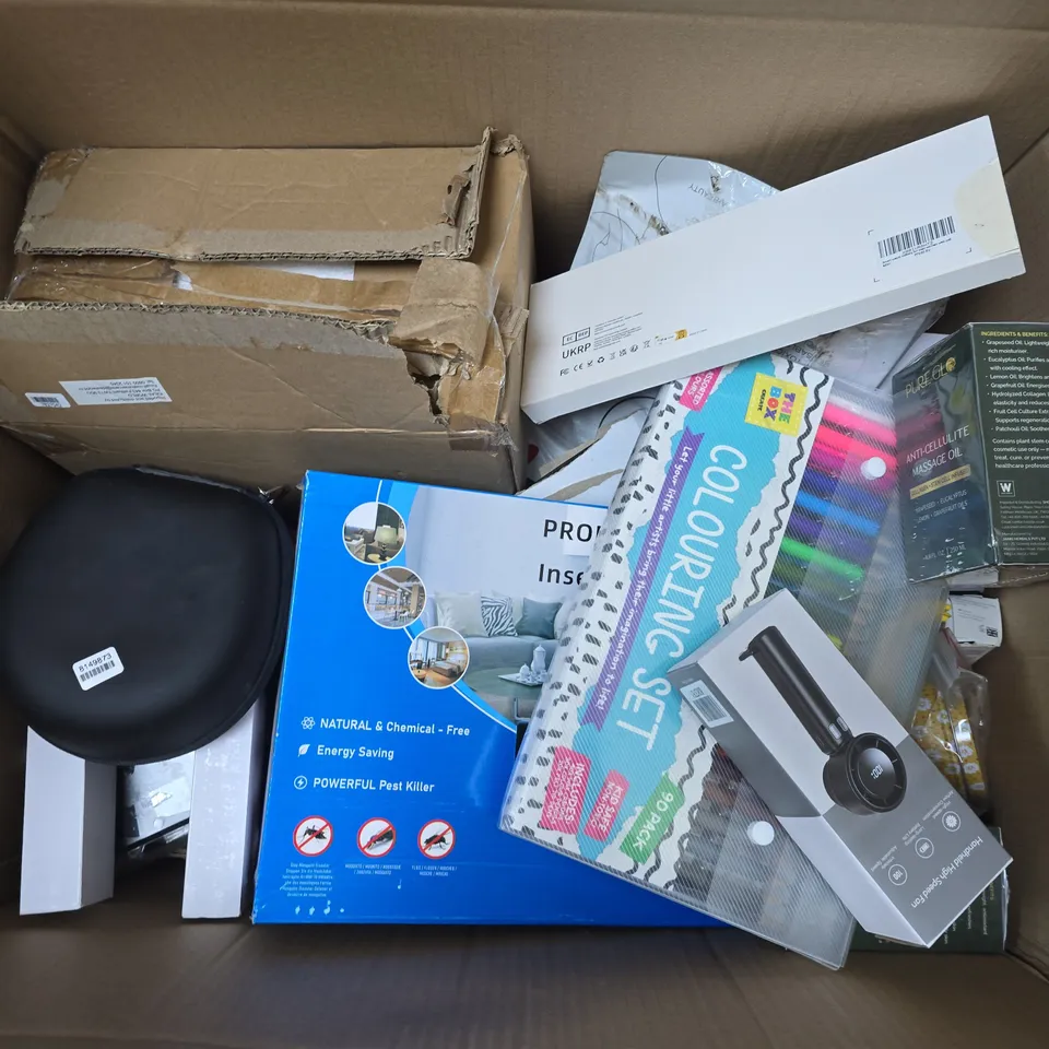 APPROXIMATELY 15 ASSORTED ITEMS TO INCLUDE COLOURING PENCIL SET, MASSAGE OIL, INSECT KILLER, ETC - COLLECTION ONLY