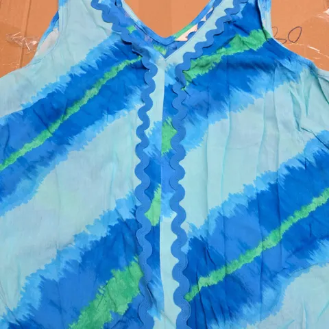 MONSOON SLEEVELESS TOP - BLUE/MULTI - SIZE MEDIUM