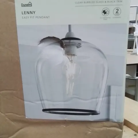BOXED LENNY EASY FIT PENDENT CLEAR BUBBLED GLASS AND BLACK TRIM 