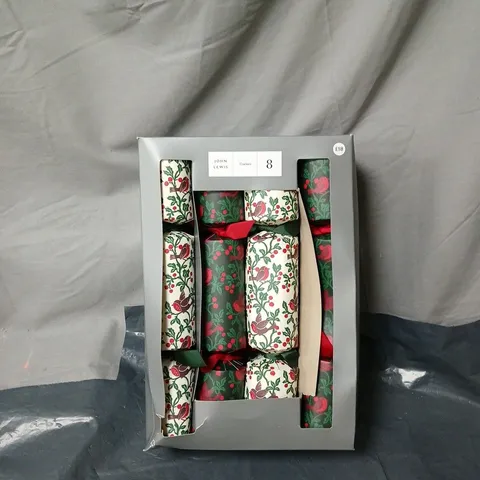 JOHN LEWIS CHRISTMAS CRACKERS SET OF 8 – FESTIVE HOLLY PATTERN, GREY GIFT BOX