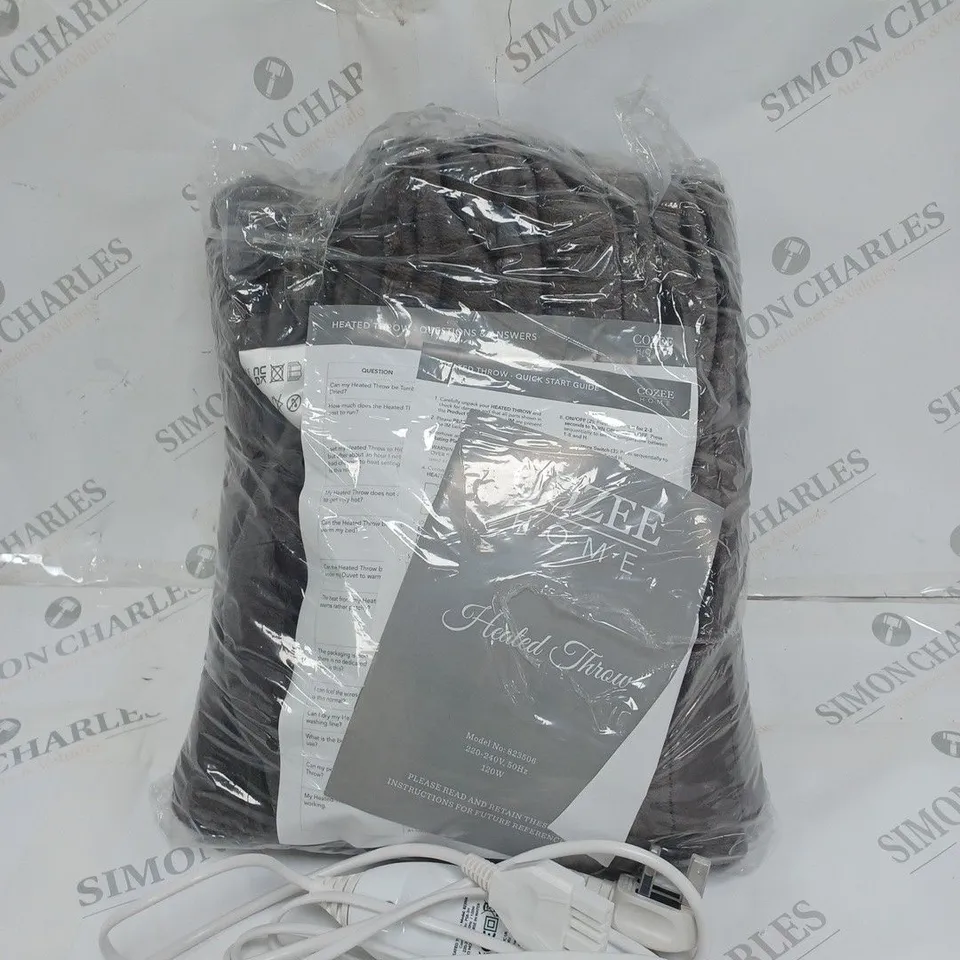 BOXED COZEE HOME VELVETSOFT HEATED THROW IN CHARCOAL