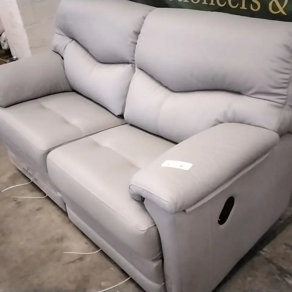 QUALITY BRITISH DESIGNED & MANUFACTURED G PLAN STRATFORD 2 SEATER MANUAL RECLINER SOFA CAMBRIDGE GREY LEATHER