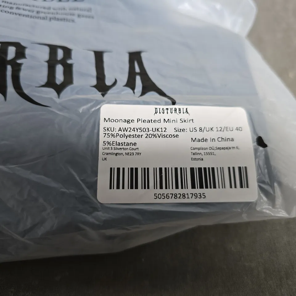 DISTURBIA MOONAGE PLEATED MINI SKIRT – UK 12 