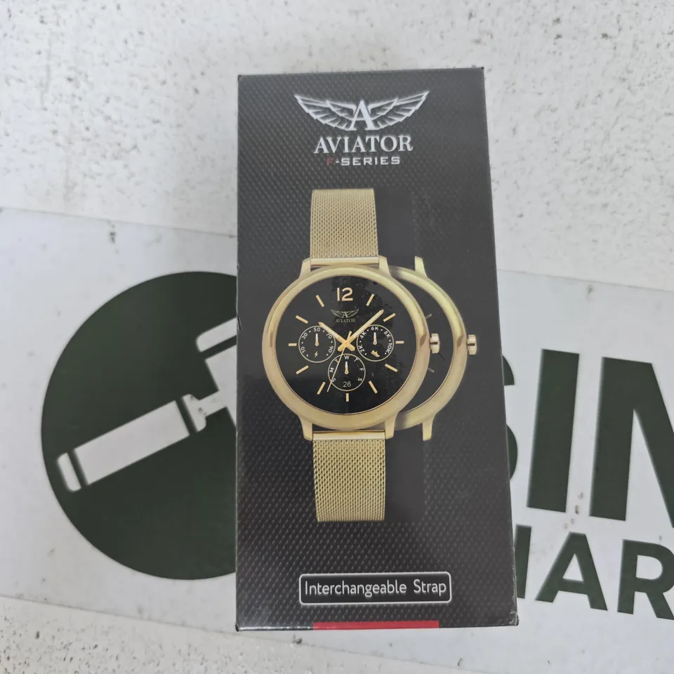 AVIATOR F-SERIES WATCH – GOLD TONE WITH INTERCHANGEABLE STRAP (BOXED)